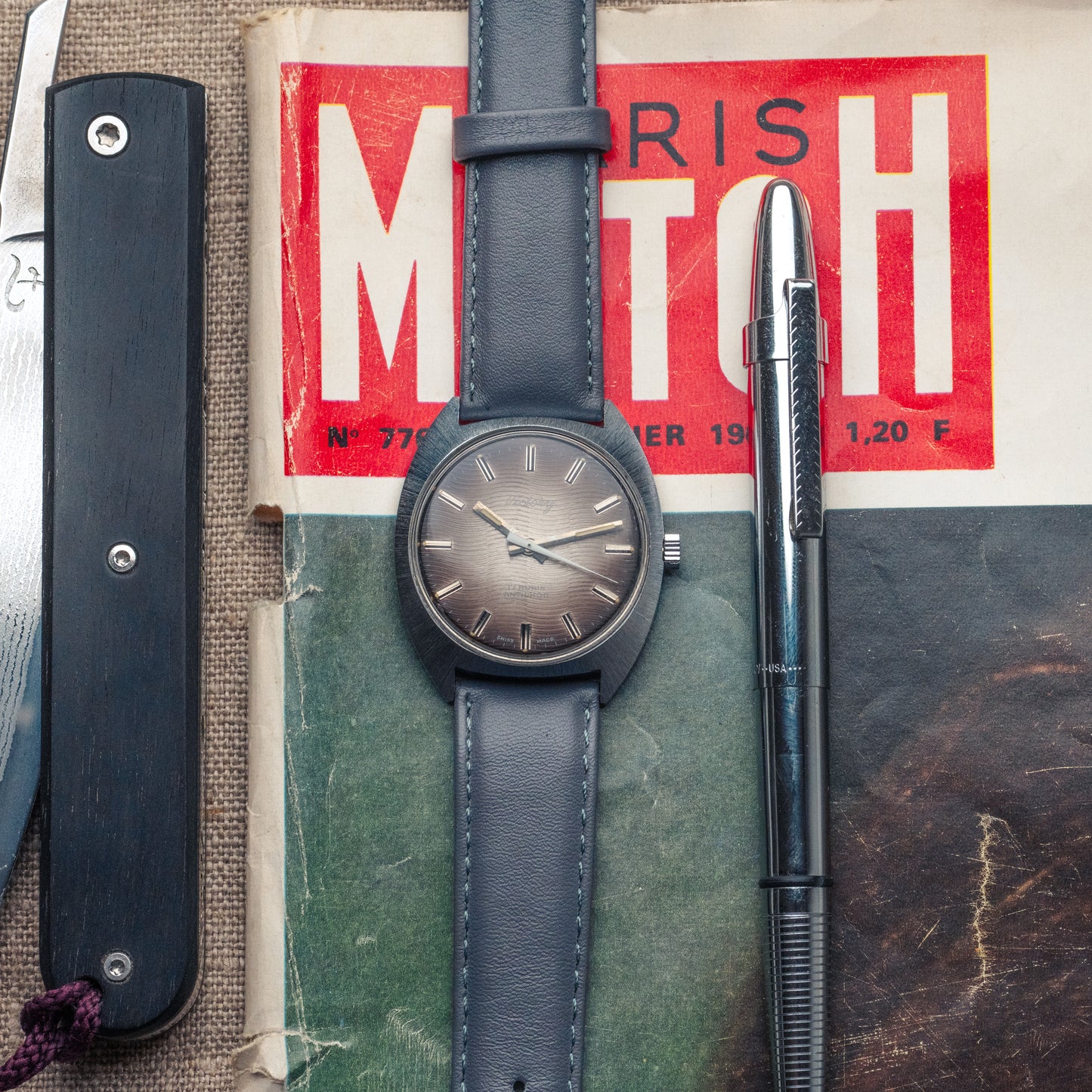 Ancienne montre Homme mécanique Chronographe mouvement Landeron 48 Ancienne montre Homme mécanique Chronographe mouvement Landeron 48